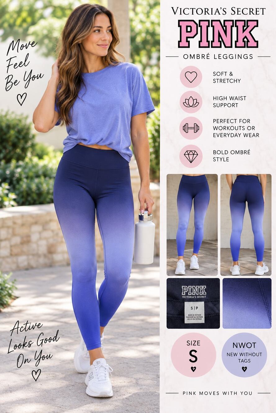 Victoria's Secret PINK Womens Ombre Leggings Small Blue Purple High Rise NWOT